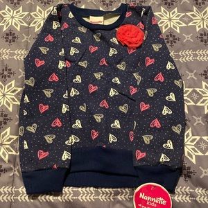 Dark Blue Sweater with Heart Prints